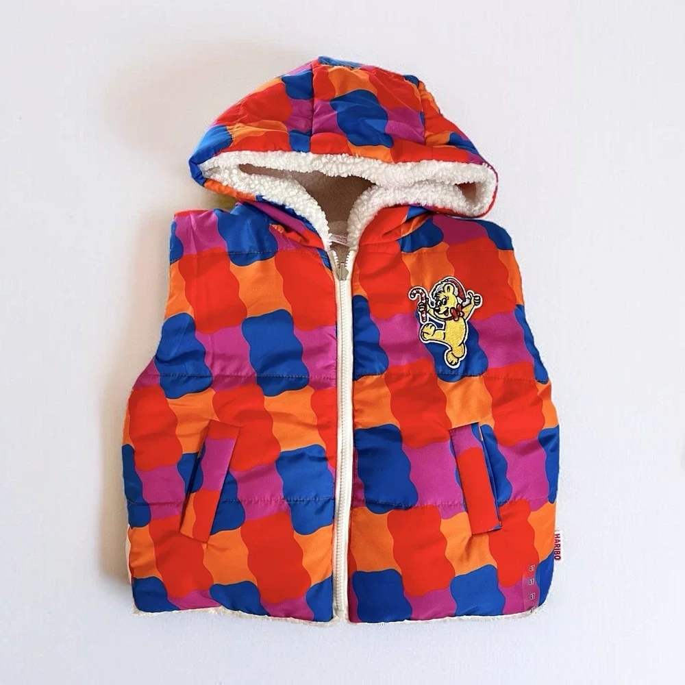 JCPenney Haribo Gummy Bear Vest Reversible 4T Kids Hood Ears Unisex Zip Jacket